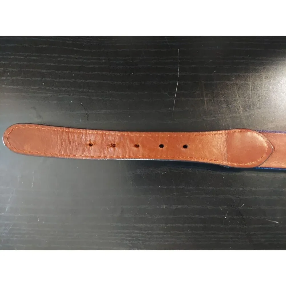 Smathers & Branson Hand Stitched Needlepoint Leather Belt Sz 42 Personalized